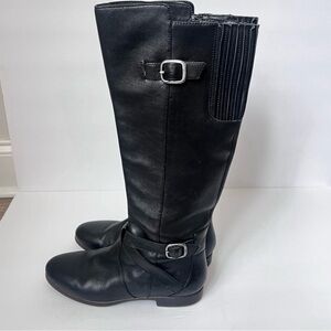 UGG BERYL BLACK LEATHER EQUESTRIENNE BOOTS US size  7